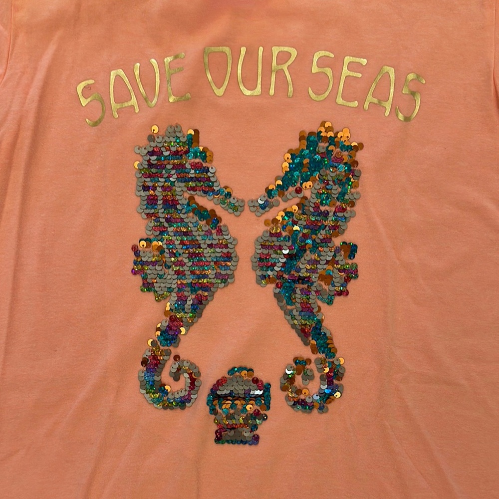 SO Seahorse Sequin Shirt Size 20 Plus Girls - Picture 2 of 4